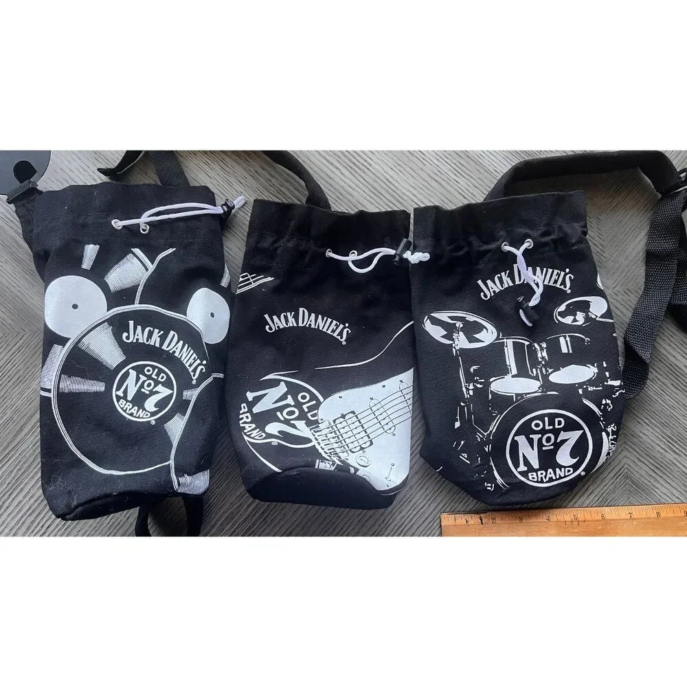 Three Jack Daniels Black Limited Edition Canvas Cinch Sack Bags Guitar Drums
